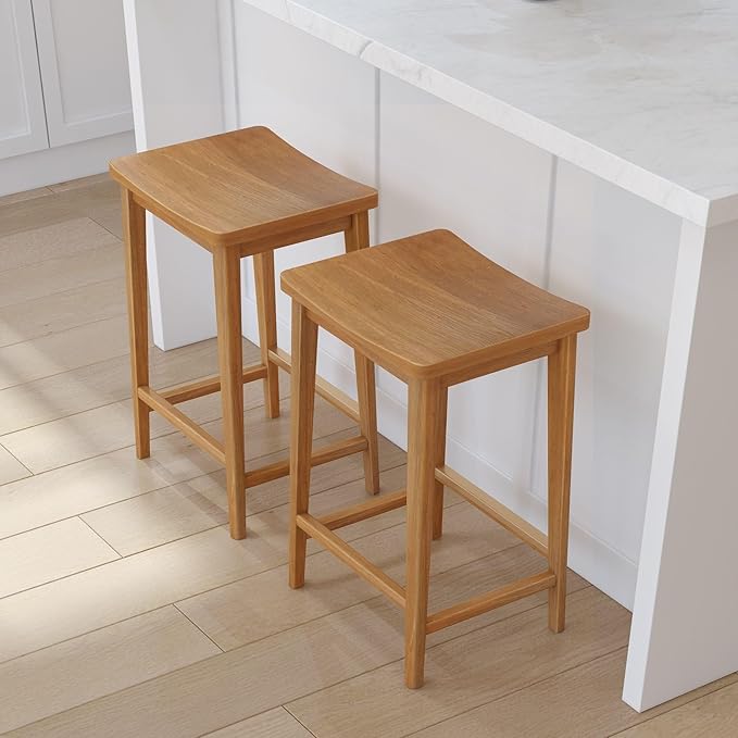 Plank+Beam Smythe Counter Stool, Sturdy Wood Modern Kitchen Counter Height Stool - Image 9