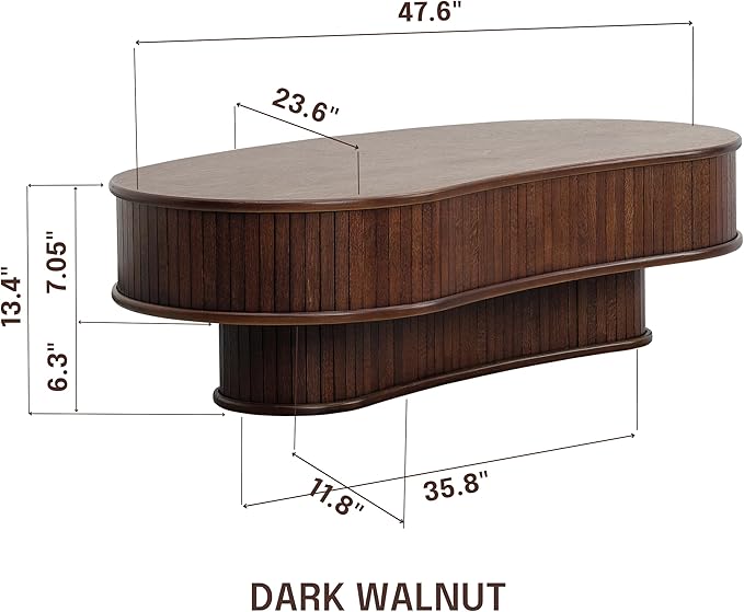 NTC Ripple DOU Coffee Table, Modern Wooden Double-Layer Center Table, Vertical - Image 2