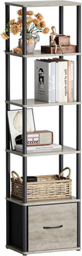 6-Tier Bookshelf with Drawer, Narrow Bookshelves Organizer, Floor Standing by Unknown