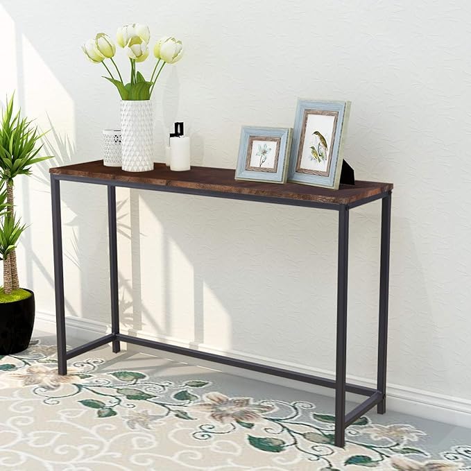HOMERECOMMEND Rustic Brown Console Table by HOMERECOMMEND