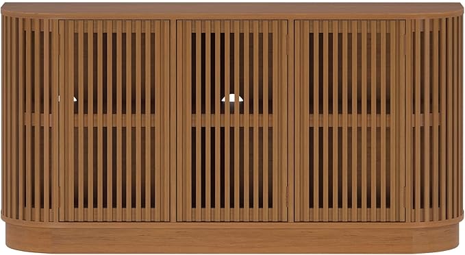 Plank+Beam Contour Wood TV Stand, Three Door Solid Wood Entertainment Console - Image 7