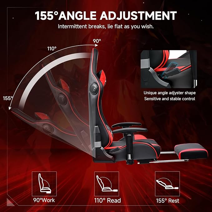 GTPLAYER Gaming Chair with Bluetooth Speakers, Adjustable Backrest and Height - Image 5