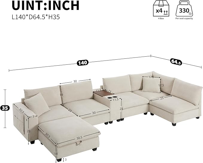 Merax 140'' Oversized Modular Sectional Sofa - Image 2