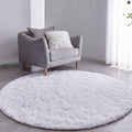 FJZFING White Round Rug Ultra-Soft Plush Modern 4x4 Circle Area Rug by FJZFING
