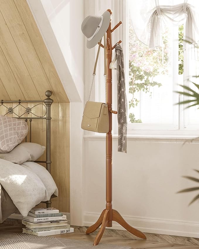 VASAGLE Solid Wood Coat Rack and Stand, Free Standing Hall Coat Tree - Image 6