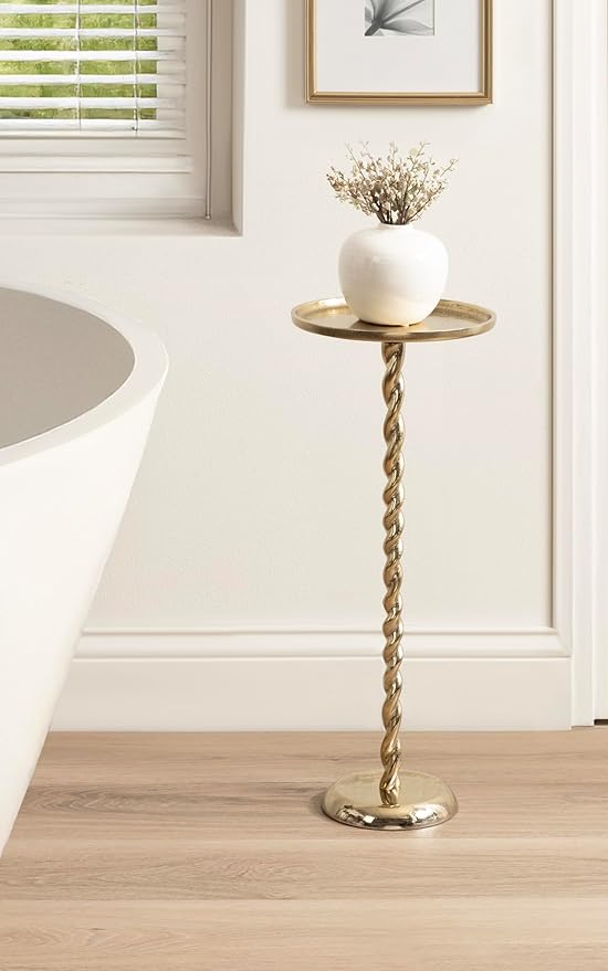 Kate and Laurel Ropa Transitional Round Pedestal Drink Table, Decorative Cast - Image 4