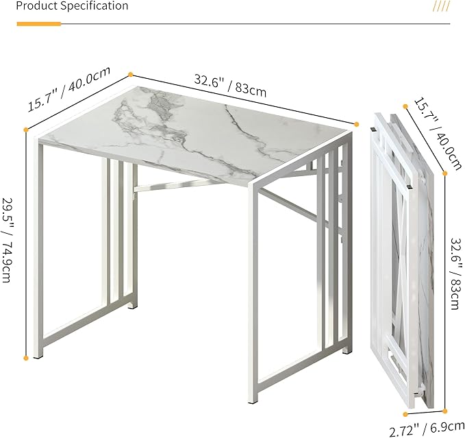 32 inch Folding Small Desk, Writing Gaming Computer Camping Desk - Image 3