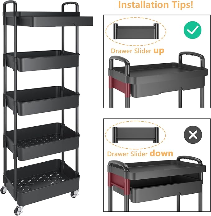 Calmootey 5-Tier Rolling Utility Cart - Image 6