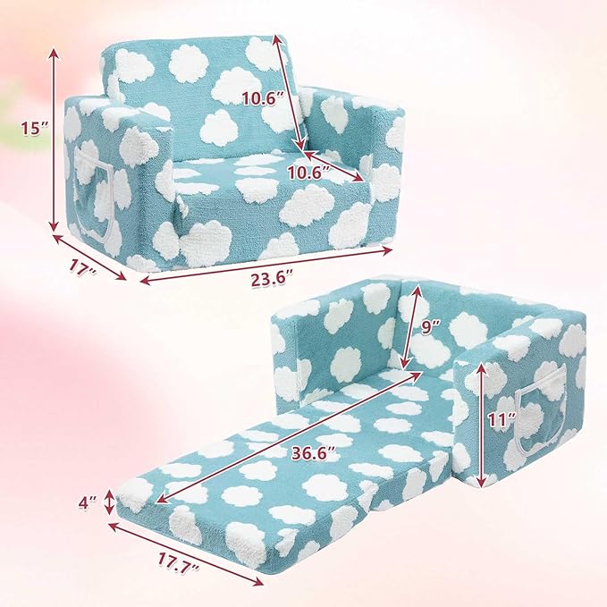 ALIMORDEN Kids 2-in-1 Flip Out Ultra-Soft Snuggle Foam Filled Chair - Image 3