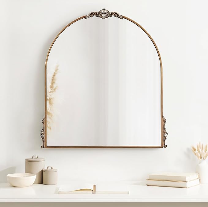 Kate and Laurel Myrcelle Traditional Arched Mirror; 30 x 32; Antique Gold; - Image 4