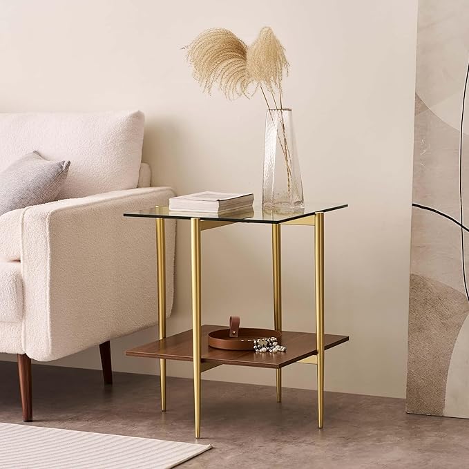 Glass End Table, Mid-Century Modern Design Sofa Table, - Image 4