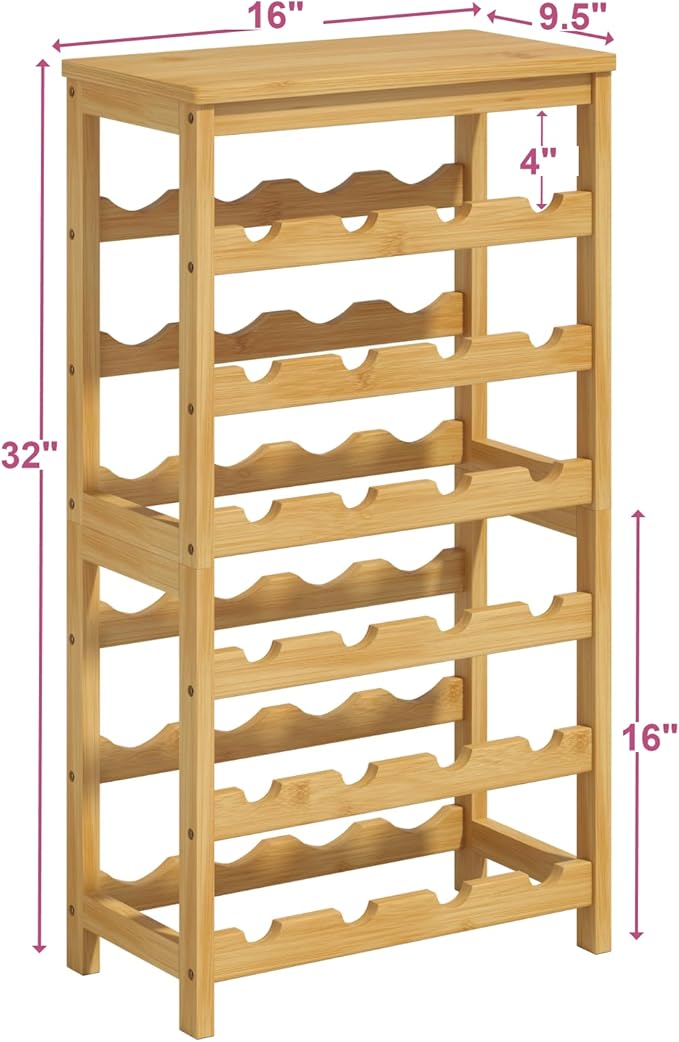 6 Tier Wine Rack Freestanding Floor, 24 Bottles Wine Storage Shelves - Image 6