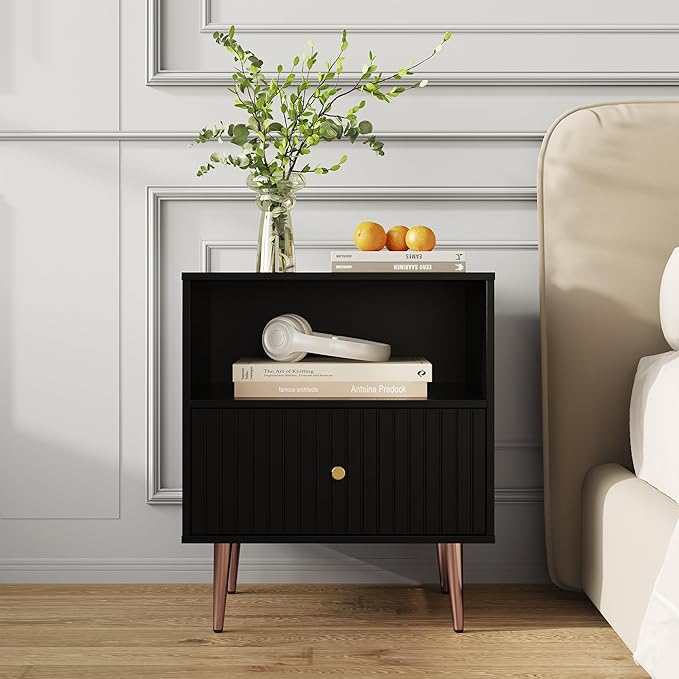 Black Night Stand Set 2, Modern Bedside Table - Image 6