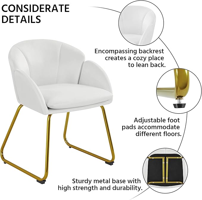 Yaheetech Modern Velvet Vanity Chair Armchair, Flower Shaped Makeup Chair - Image 6