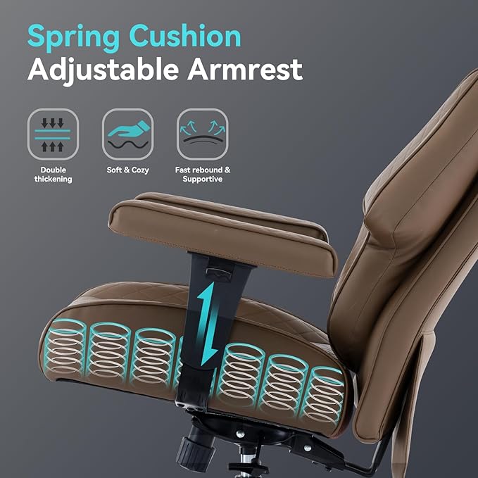Big and Tall Office Chair with Footrest, PU Leather High Back Executive Office - Image 5
