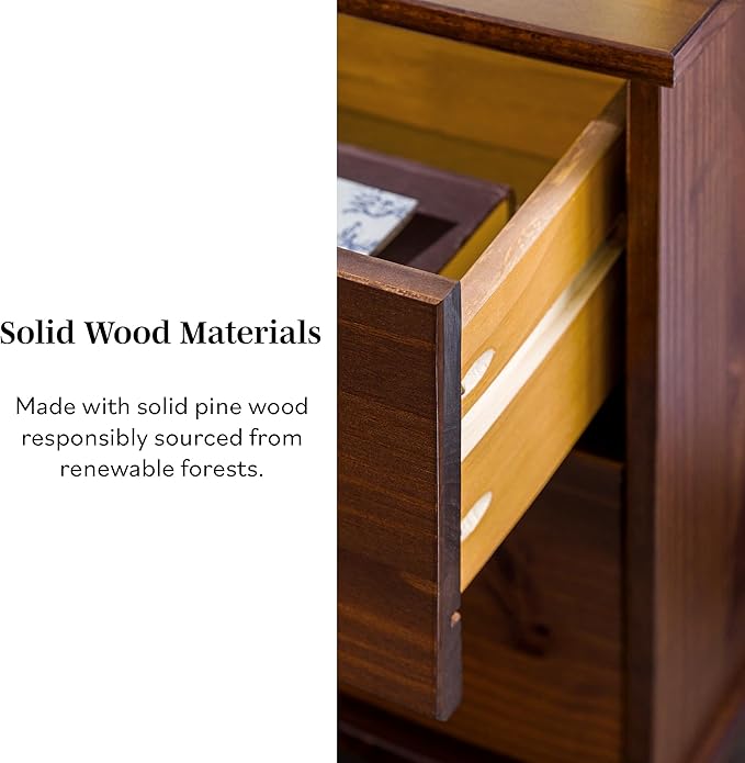 Walker Edison Mid Century Modern Grooved Handle Wood Nightstand Side Table - Image 5