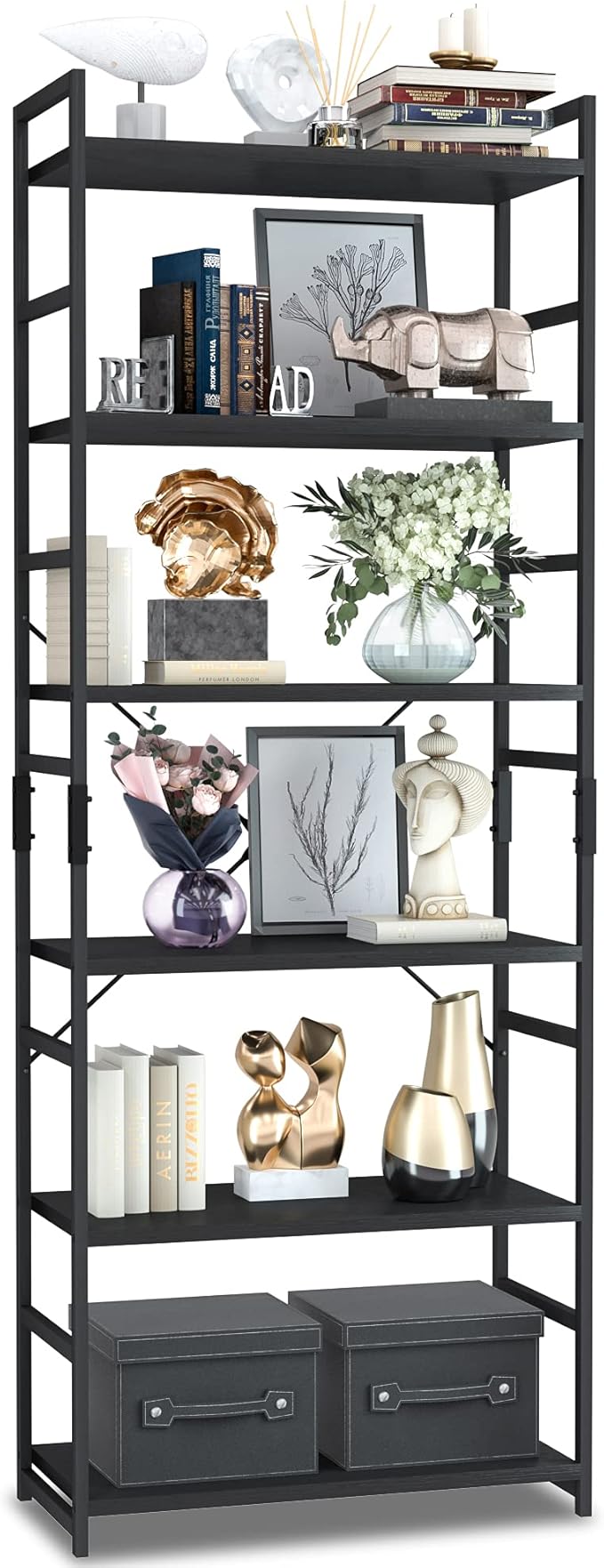NUMENN 6 Tier Bookshelf, Tall Bookcase Shelf Storage Organizer, Modern Book by NUMENN
