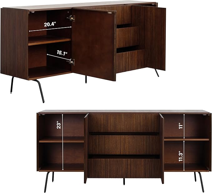 NTC Veil Sideboard with 2 Doors and 3 Drawers, Buffet Cabinet with Vertical - Image 9