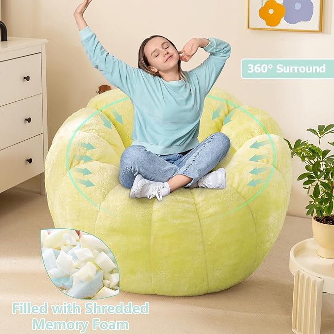 Pumpkin Bean Bag Sofa Chair for Adult, Beanbag Couch - Image 5