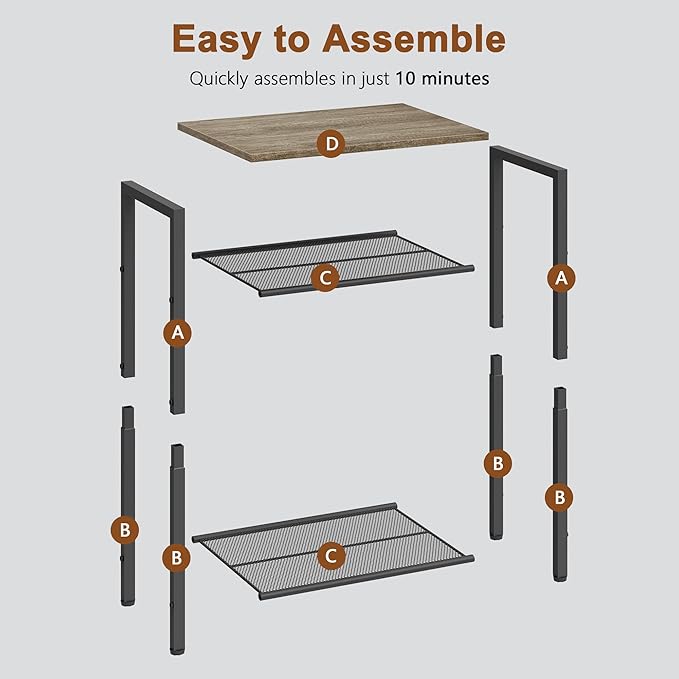 Hoctieon 3 Tier End Table, Telephone Table, Tall Side Table - Image 10