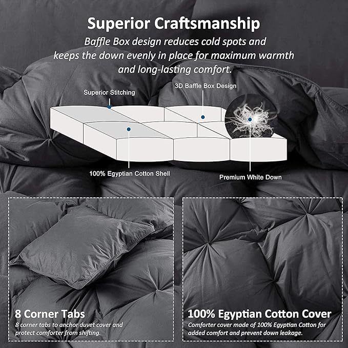 Luxurious Heavyweight Goose Down Feather Fiber Comforter, Exquisite Pinch Pleat - Image 6