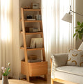 100% Solid Wood 5 Tier Ladder Shelf, Narrow Ladder Bookshelf by Vadisun