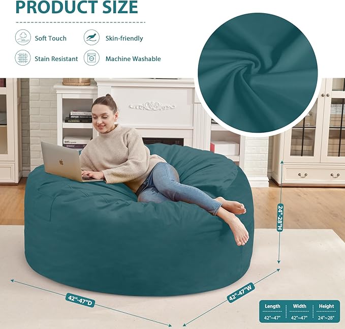 4FT Bean Bag Chair, Large Bean Bag Chairs - Image 3