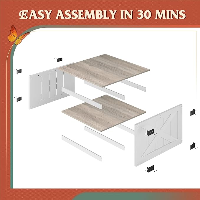 WLIVE Coffee Table, Farmhouse Coffee Table - Image 8
