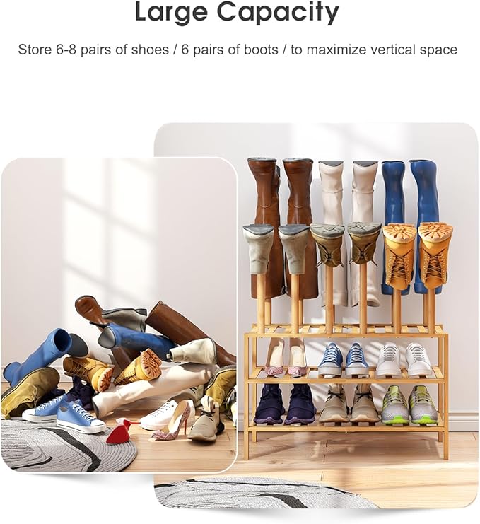 Boot Rack with Shoe Rack, Boot Rack Organizer Tall Boots - Image 6