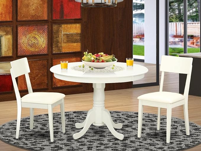 East West Furniture HLAD3-LWH-LC 3 Piece Dining Table Set - Image 7
