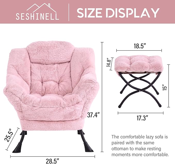 Lazy Chair with Ottoman, Modern Accent Chair Lounge Leisure Sofa Chair with - Image 3