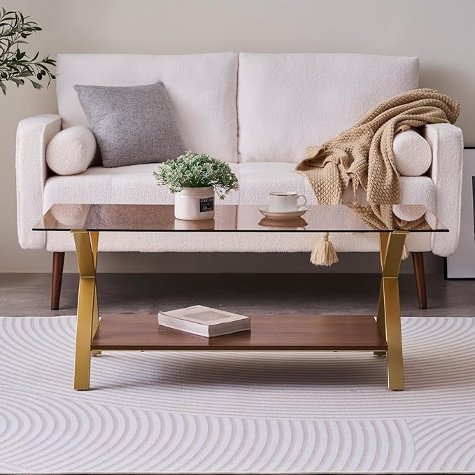 Coffee Table for Living Room and Bedroom, 2-Tier Mid-Century Modern Table - Image 4