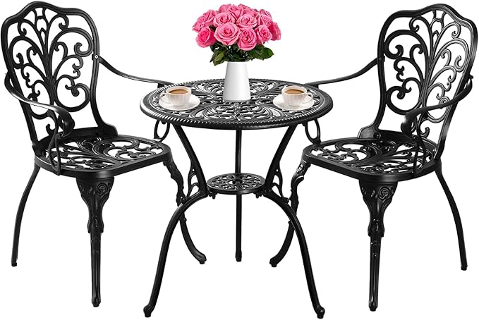 Bistro Set 3 Piece Outdoor, Bistro Table and Chairs Set of 2, All Weather Patio by Withniture