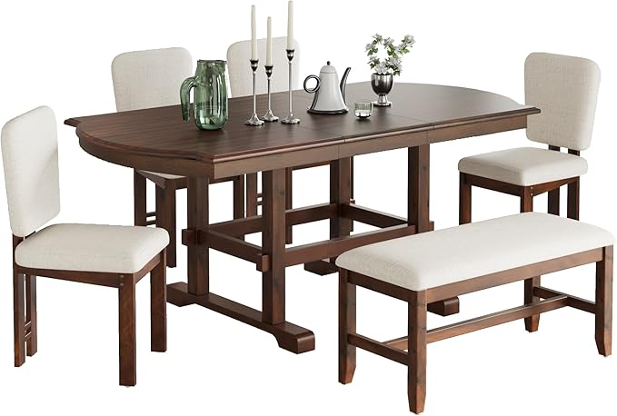 Ball & Cast 6 Pieces 78inch Extendable Wood Dining Table Set - Image 8