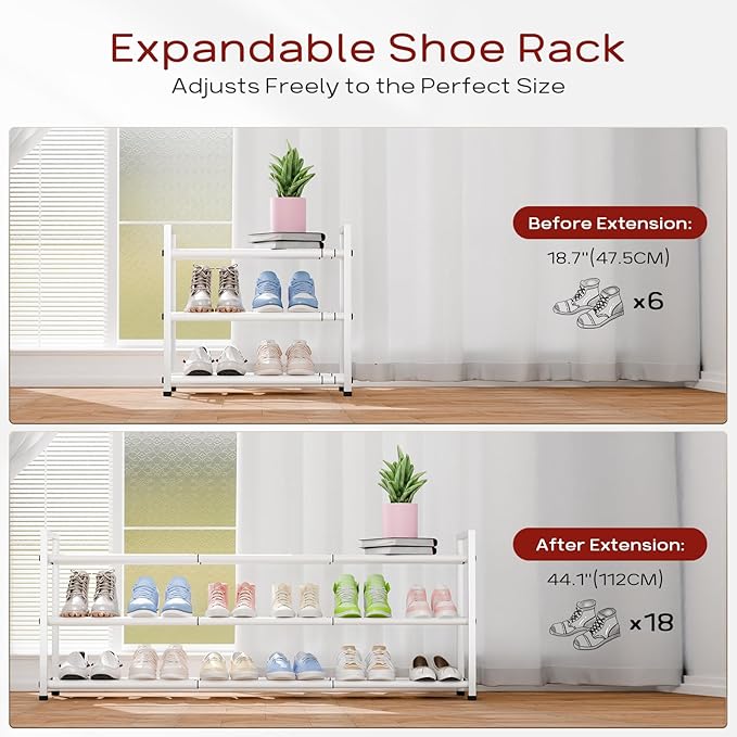 Bumusty 3-Tier Long Expandable Shoe Rack - Image 5
