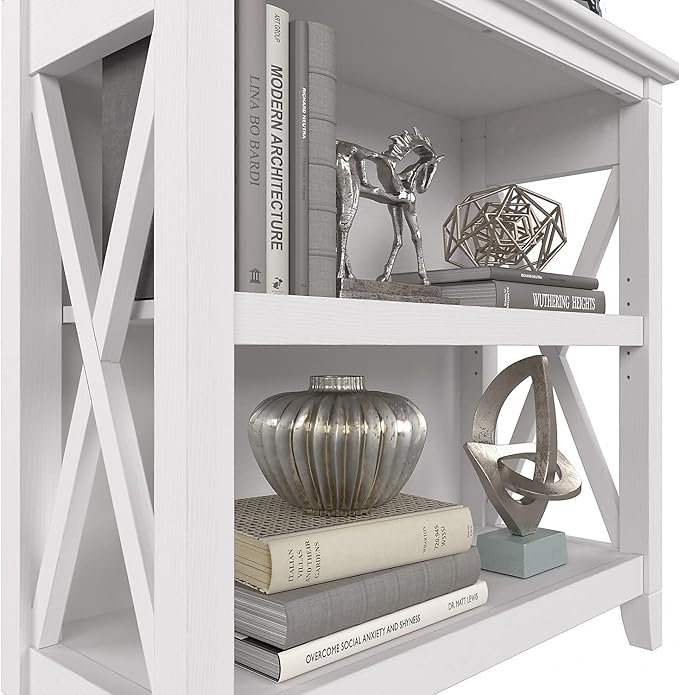 Bush Furniture Key West Small 2 Shelf Bookcase in Pure White Oak, Compact Home - Image 7
