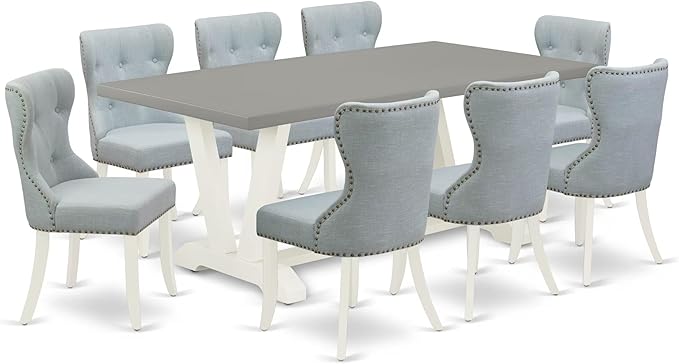 East West Furniture V097SI215-9 9 Piece Dining Room Set Includes a Rectangle by EastWestFurniture
