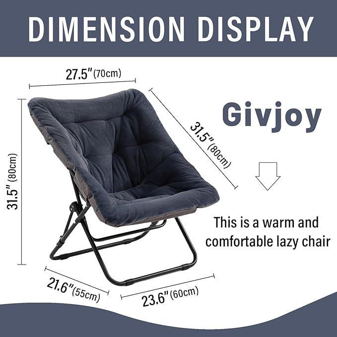 Comfy Folded Chair, Soft Faux Fur Oversized Folding Chair, Flexible Lounge Lazy - Image 3
