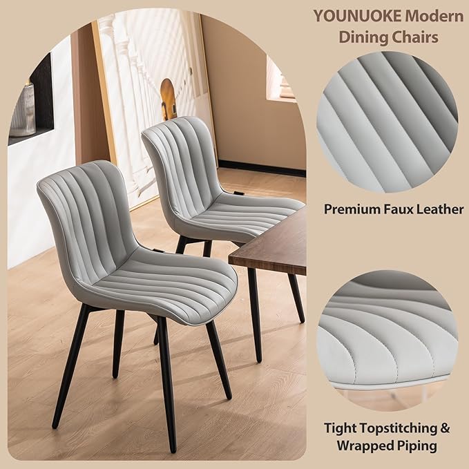 YOUNUOKE Mid-Century Modern Dining Chairs Set of 2, Armless Accent Chair - Image 3