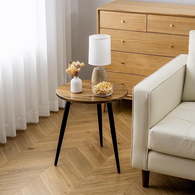 MyGift 20.5 Inch Mid Century Round End Table, Premium Acacia Solid Wood Accent - Image 3