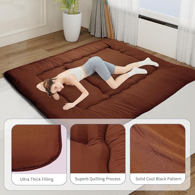 Japanese Floor Mattress, Roll Up Memory Foam Tatami Mat Easy to Store and - Image 3