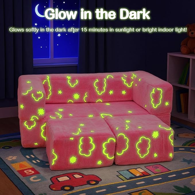 Lamerge Toddler Couch Glow in The Dark Toddler Fold Out Couch - Image 8