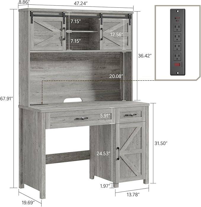 Farmhouse 47" Executive Desk, Computer Desk - Image 2