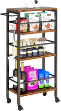 IBUYKE 7.8" Slim Rolling Cart, 4-Tier Metal Kitchen Storage Cart, Trolley cart by IBUYKE