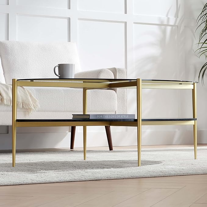 Oval Glass Coffee Table, Mid-Century Modern Design, L43 x W22 x H17 inch - Image 4