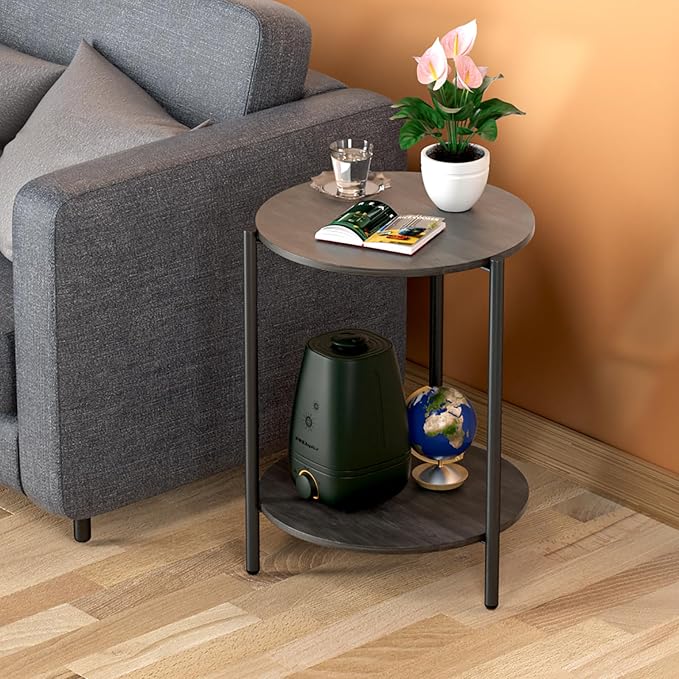 Round Side Table, 2-Tier Circle End Tables - Image 2