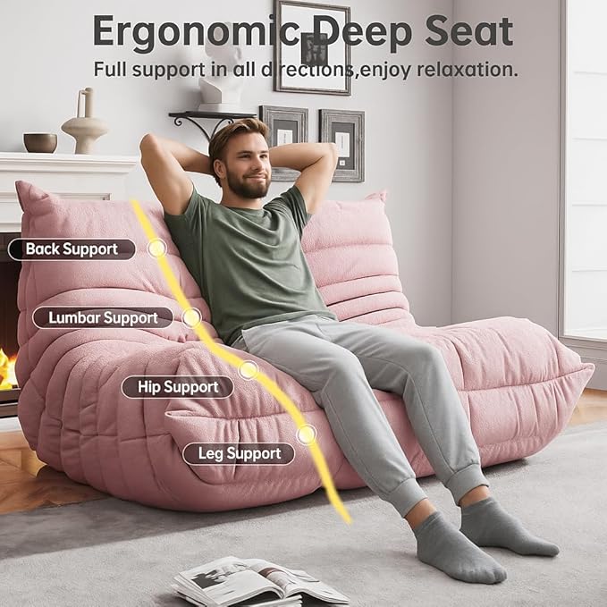 Bean Bag Chairs for Adults, Memory Foam Couch Loveseat Sofa Chair, Soft Teddy - Image 5