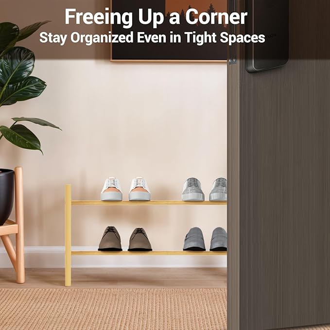 Haddockway Bamboo Shoe Rack for Closet, Free Standing Shoe Organizer - Image 6