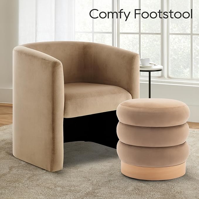 COLAMY Velvet Ottoman Footstool, Tufted Modern Foot Rest Stool - Image 6