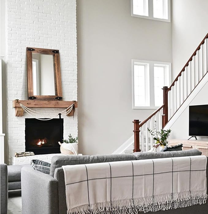 Rustic Wooden Framed Wall Mirror - Image 9